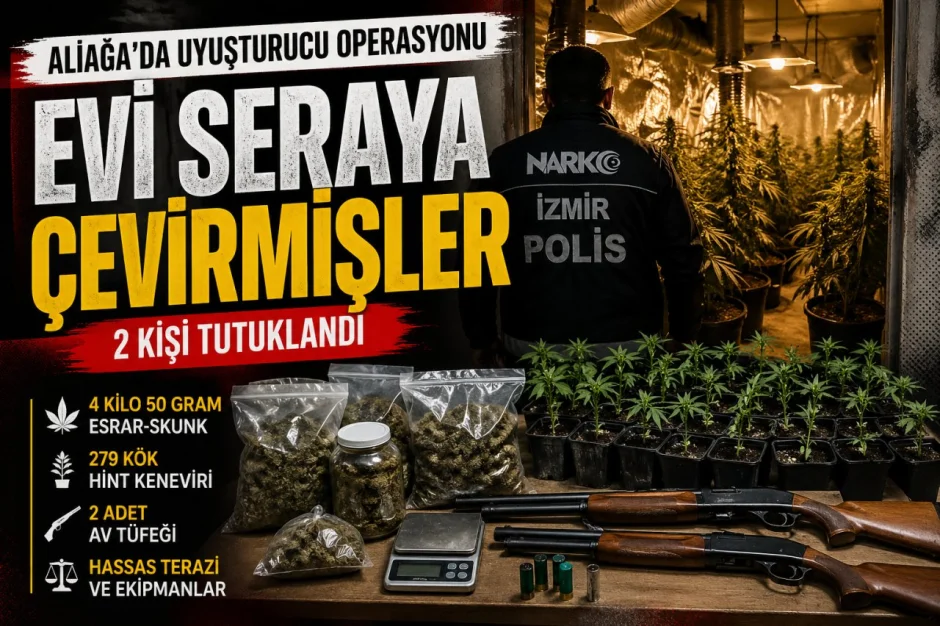 Aliağa'da uyuşturucu serasına baskın